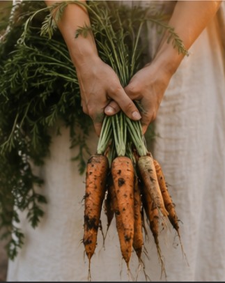Hands harvesting vegetables